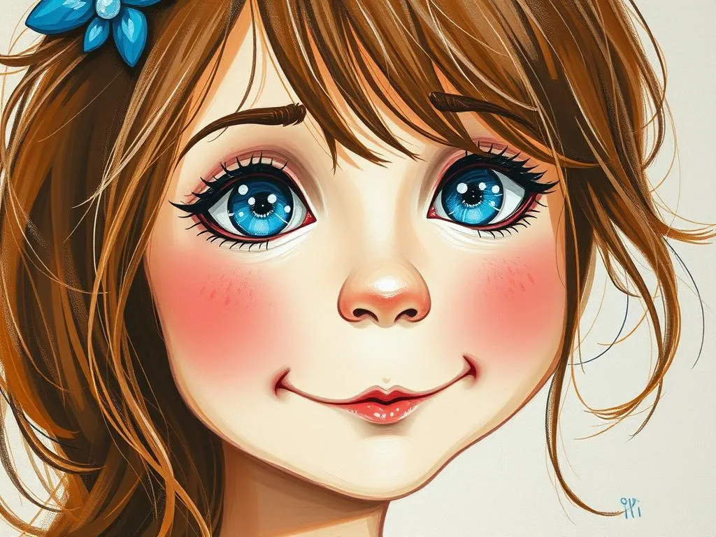 brown haired blue eyed girl