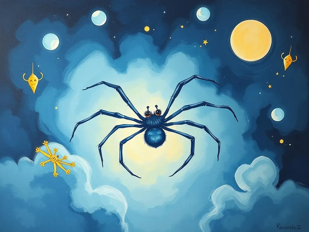 dark blue spider in dreams