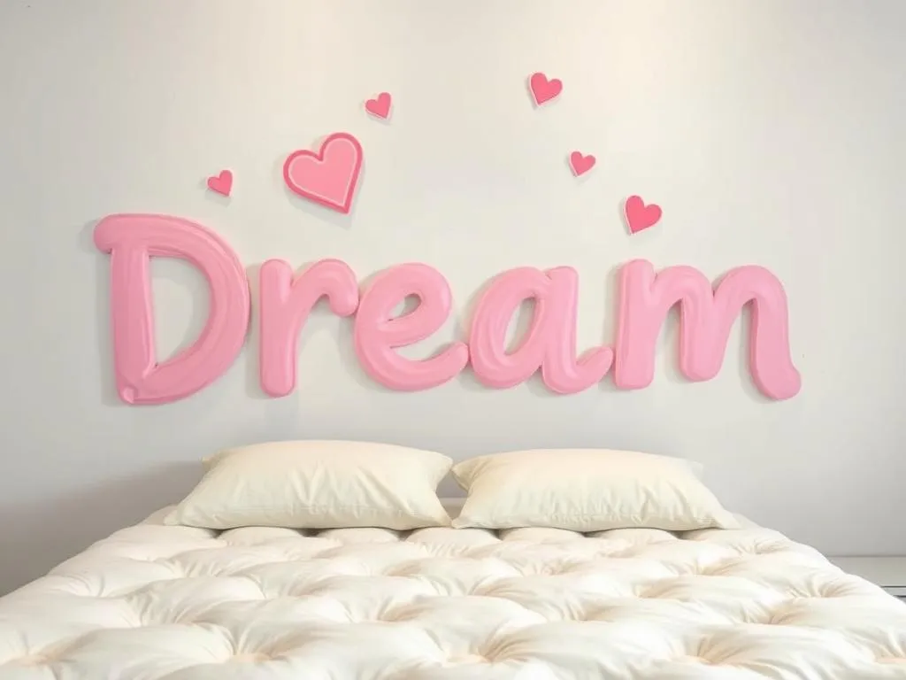 dream symbol lettering on the mattress