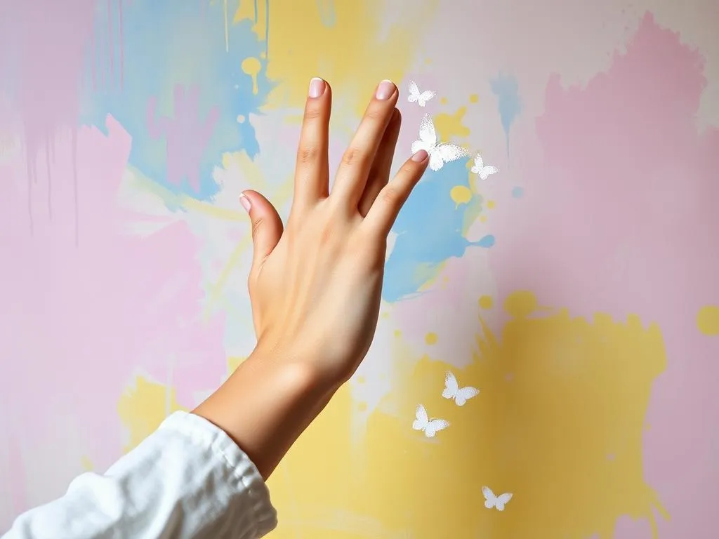 dream symbol touching hands towards her wrist