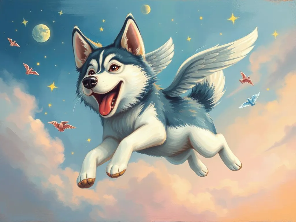 flying husky dog dream meaning and symbolism