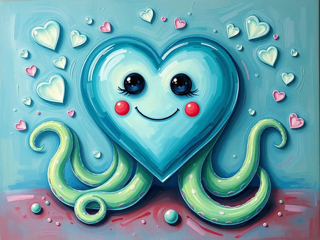 gummy heart blue green tentacles dream