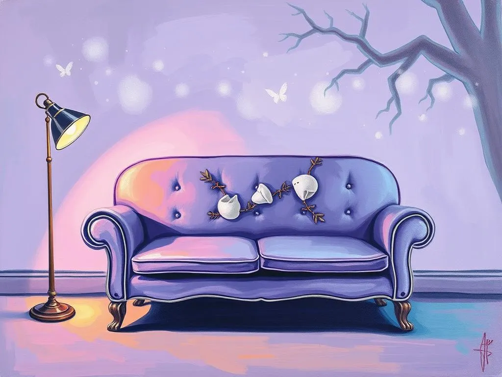 purple couch in dreams