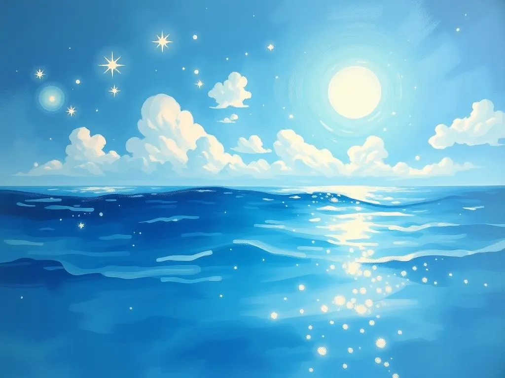 sky blue water glimmers of dreams and tranquility