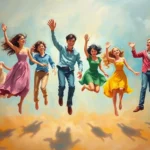 symbolism group people falling feet
