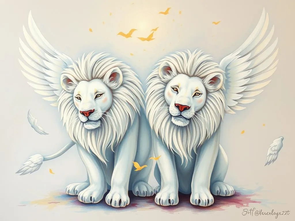white lions with wings dream symbol